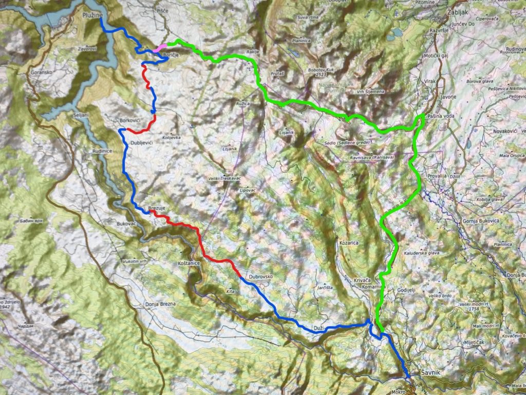 map Komarnica Piva Canyon